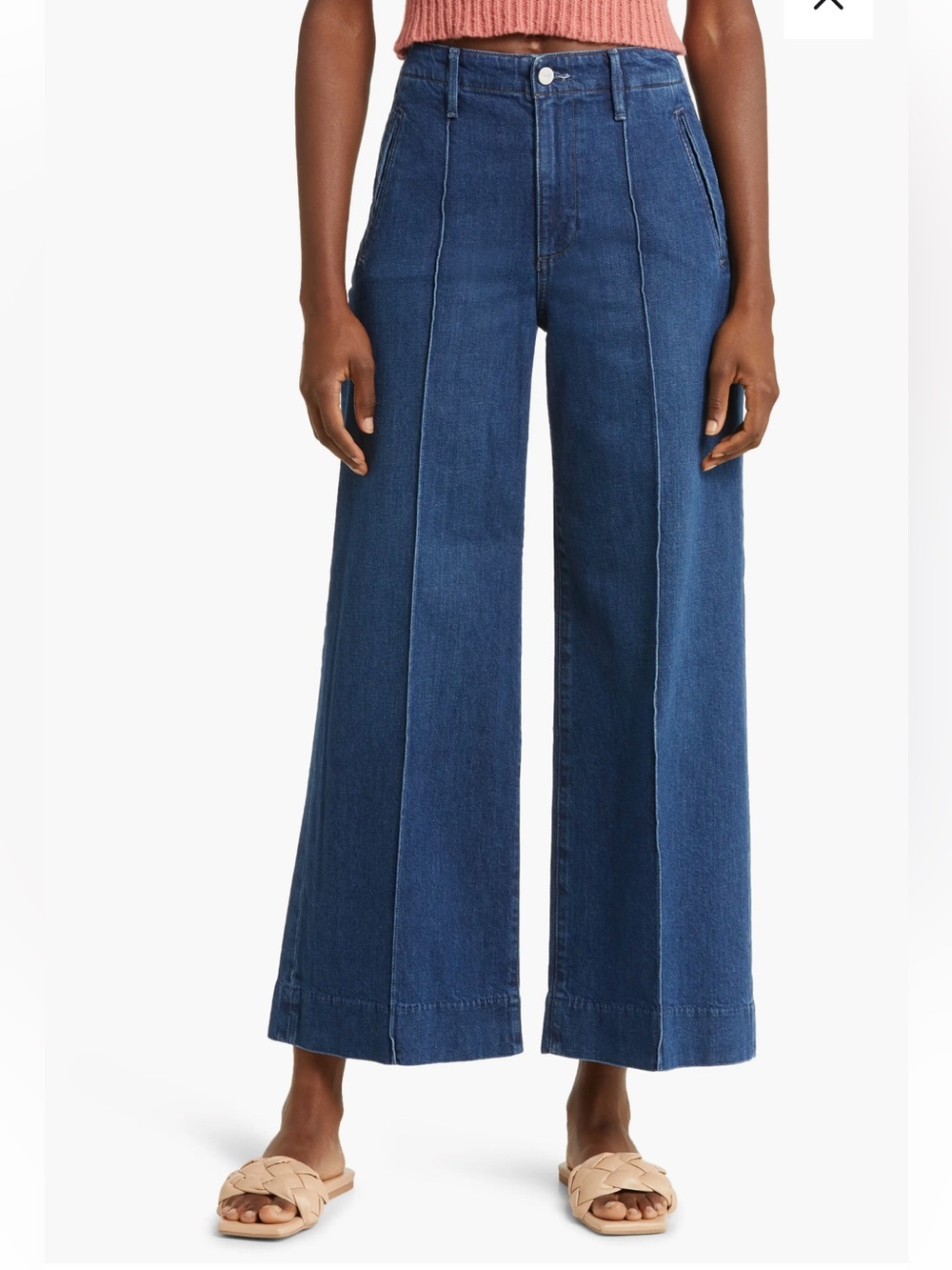 Paige Harper High Waist Ankle Wide Leg Jean Pintuck Valetta 26